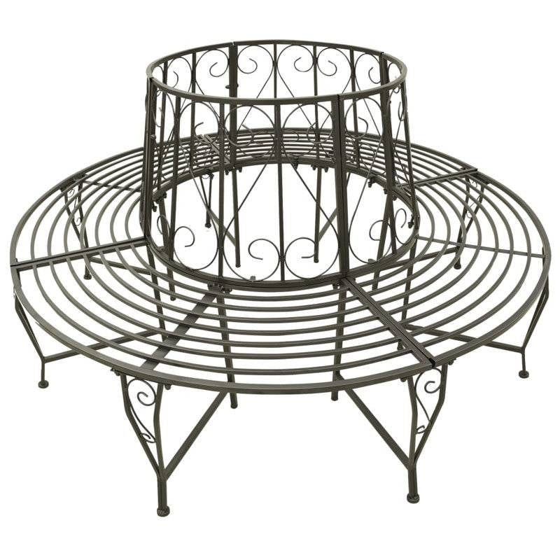 Roundabout Circular Outdoor Garden Tree Bench in Heavy Duty Grey Steel FastFurnishings