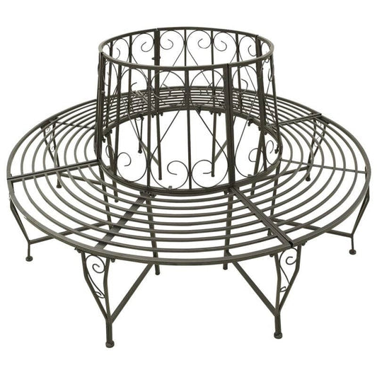 Roundabout Circular Outdoor Garden Tree Bench in Heavy Duty Grey Steel FastFurnishings