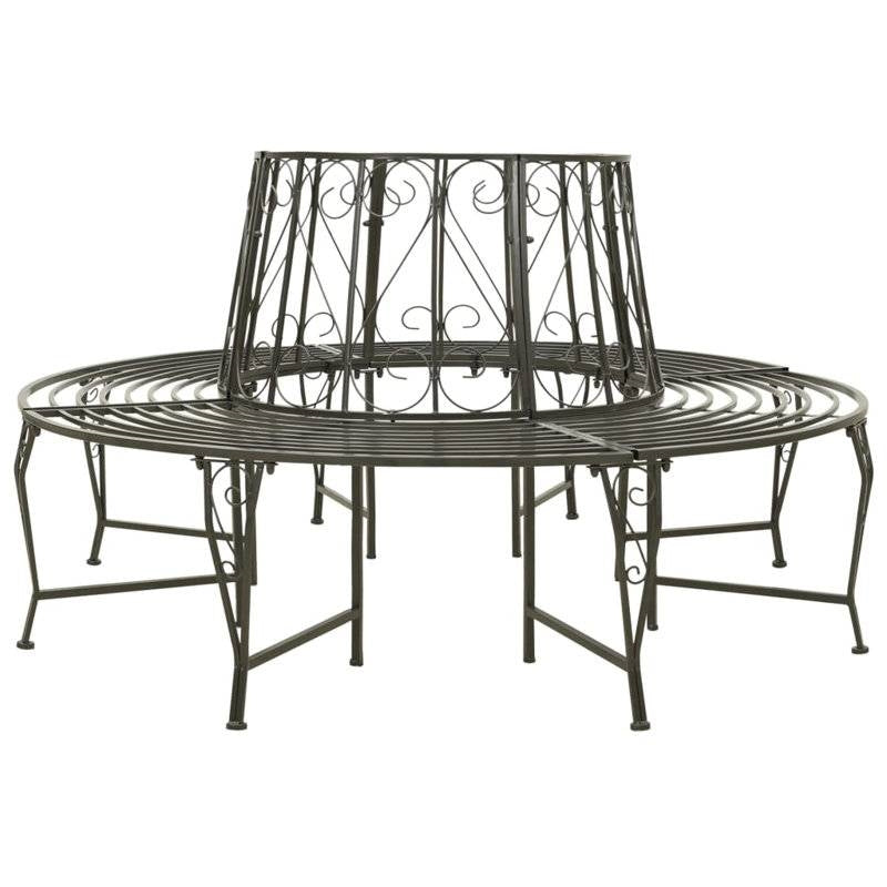 Roundabout Circular Outdoor Garden Tree Bench in Heavy Duty Grey Steel FastFurnishings