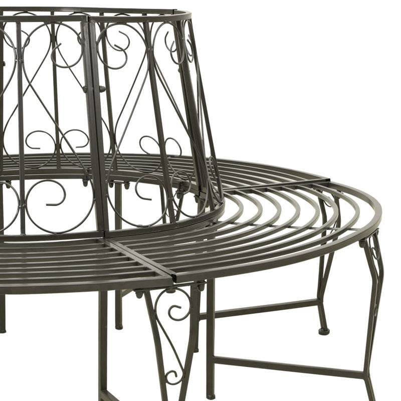 Roundabout Circular Outdoor Garden Tree Bench in Heavy Duty Grey Steel FastFurnishings