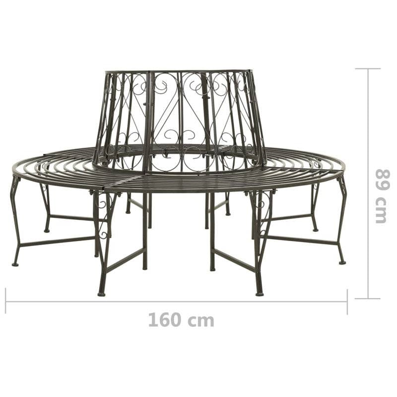Roundabout Circular Outdoor Garden Tree Bench in Heavy Duty Grey Steel FastFurnishings