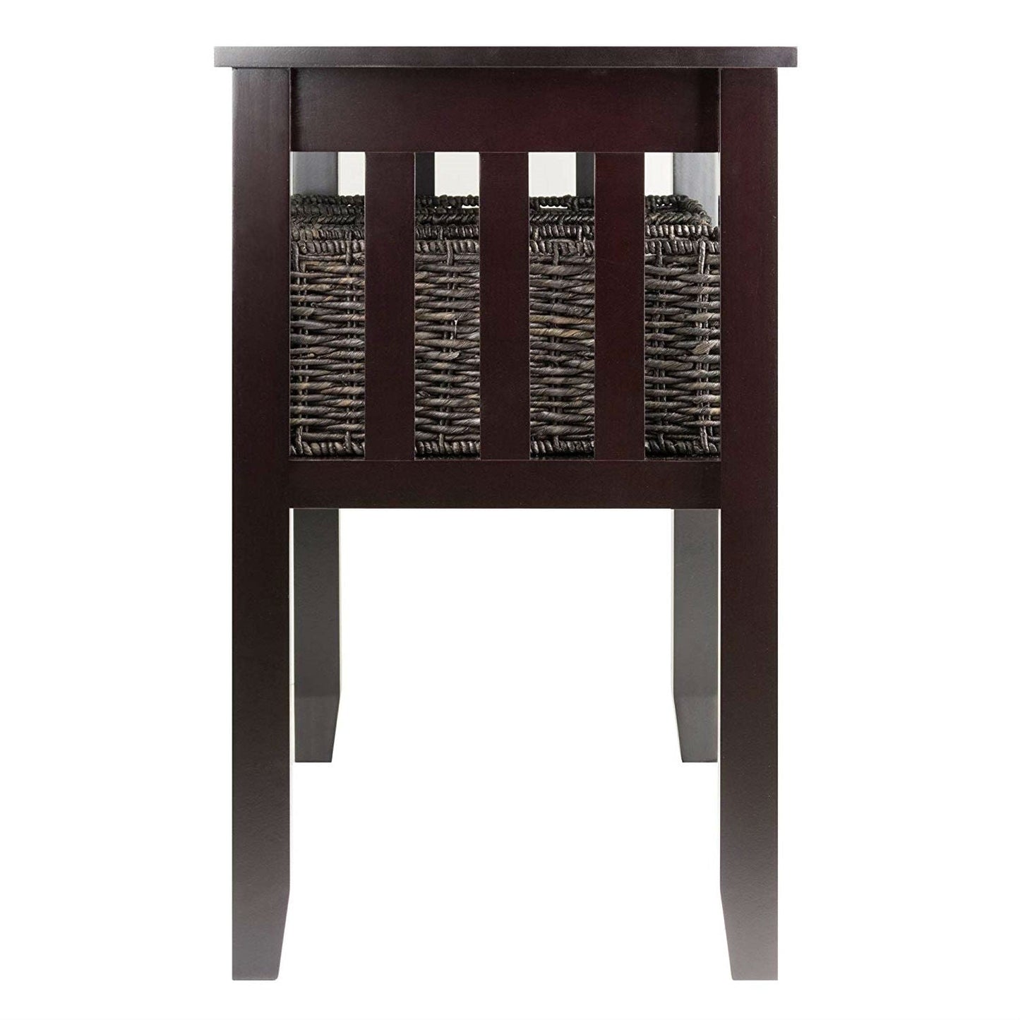 Espresso 2 Tier Entryway Hall Console Table with 3 Storage Baskets FastFurnishings
