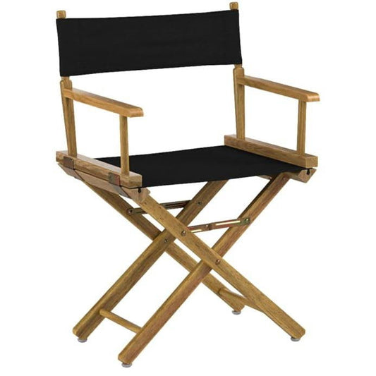 Solid Wood Frame Indoor/Outdoor Patio Dining Directors Chair with Black Seat FastFurnishings