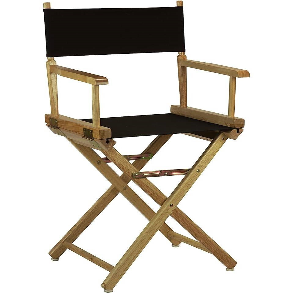 Solid Wood Frame Indoor/Outdoor Patio Dining Directors Chair with Black Seat FastFurnishings