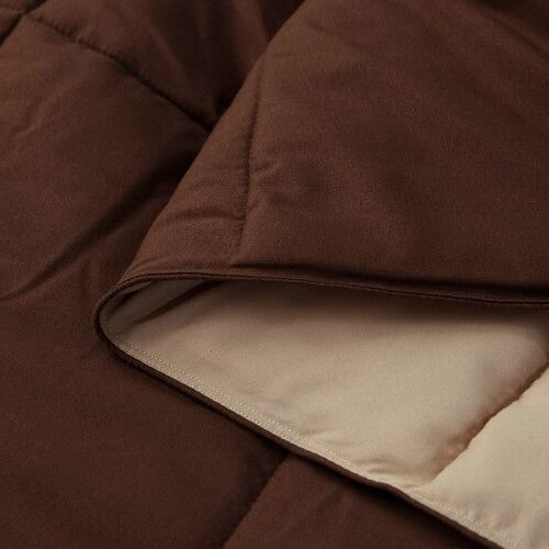 Twin/Twin XL Traditional Microfiber Reversible 3 Piece Comforter Set in Brown FastFurnishings