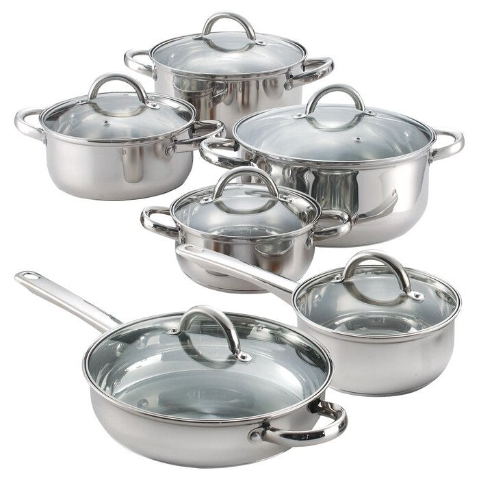 12 Piece Cool Touch Stainless Steel Cookware Set HomePacific