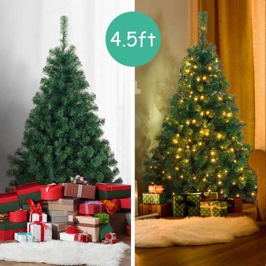 4.5 Feet PVC Pre-lit Artificial Hinged Christmas Tree W2B