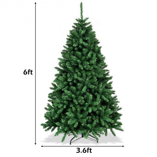 6 Feet Hinged Artificial Christmas Tree with Solid Metal Stand W2B