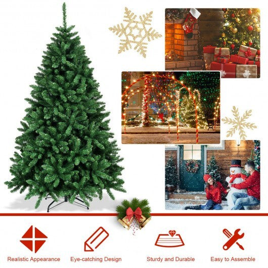 6 Feet Hinged Artificial Christmas Tree with Solid Metal Stand W2B