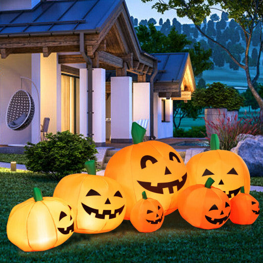 7.5 Feet Halloween Inflatable 7 Pumpkins Patch with LED Lights W2B