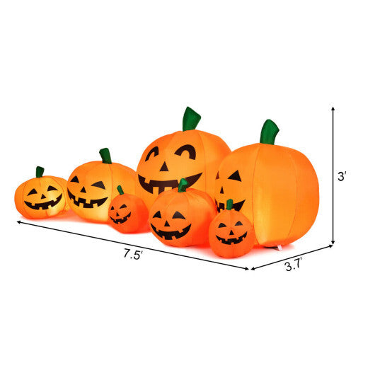 7.5 Feet Halloween Inflatable 7 Pumpkins Patch with LED Lights W2B