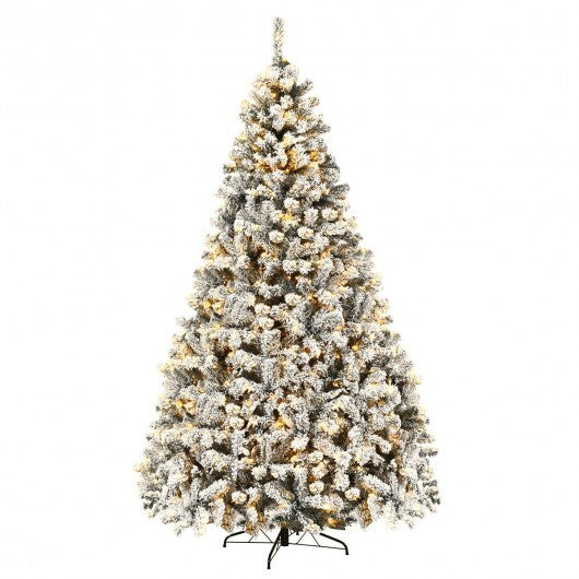 Pre-Lit Premium Snow Flocked Hinged Artificial Christmas Tree-6 ft