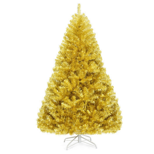 6/7.5 Feet Artificial Tinsel Christmas Tree Hinged with Foldable Stand-6 ft W2B