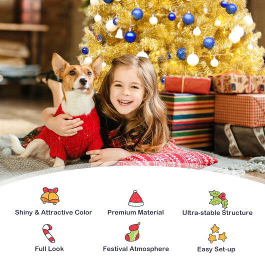 6/7.5 Feet Artificial Tinsel Christmas Tree Hinged with Foldable Stand-6 ft W2B