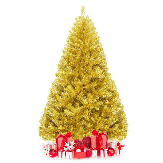 6/7.5 Feet Artificial Tinsel Christmas Tree Hinged with Foldable Stand-6 ft W2B