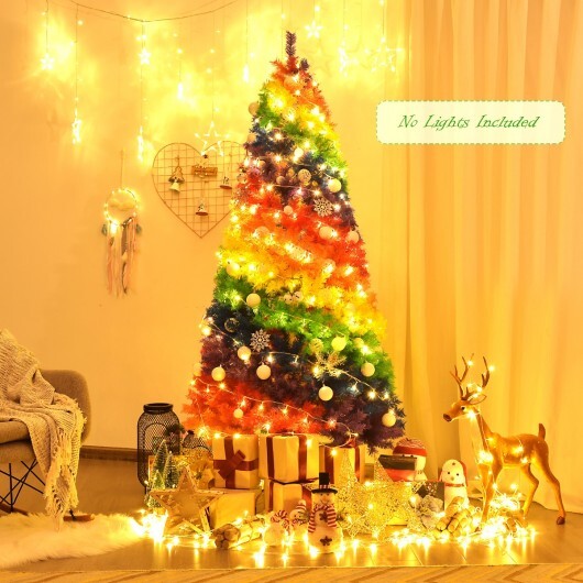 7 Feet Artificial Hinged Traditional Christmas Tree with Metal Stand W2B