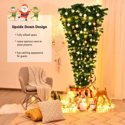 7 Feet Unlit Upside Down Artificial Christmas Tree W2B