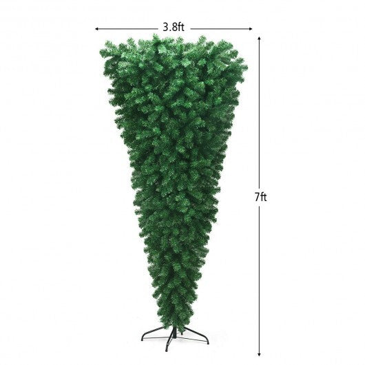 7 Feet Unlit Upside Down Artificial Christmas Tree W2B