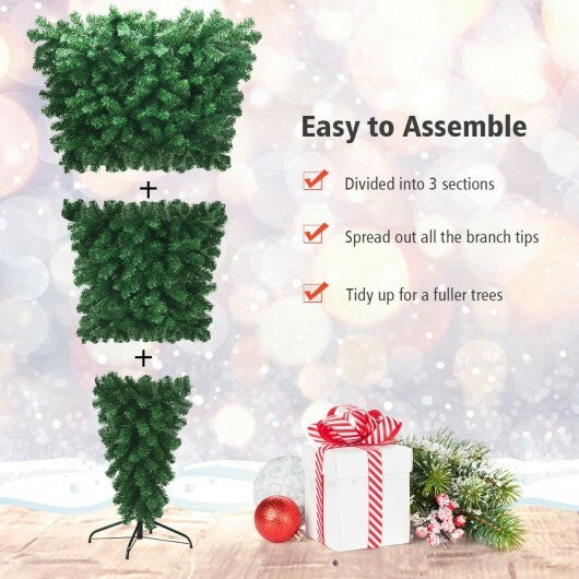 7 Feet Unlit Upside Down Artificial Christmas Tree W2B