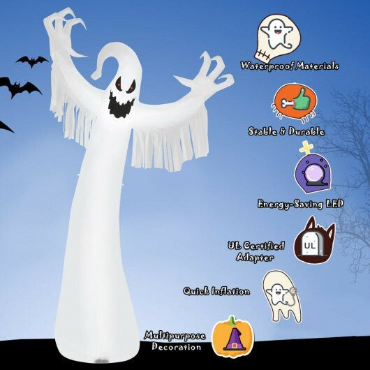 12 Feet Halloween Inflatable Spooky Ghost with Blower and LED Lights W2B