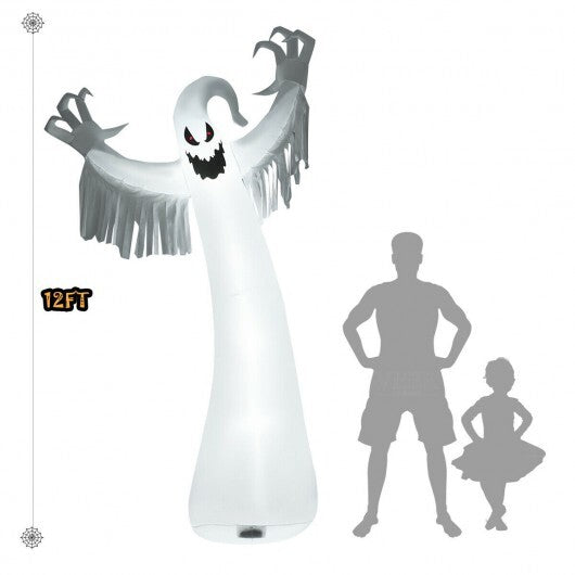 12 Feet Halloween Inflatable Spooky Ghost with Blower and LED Lights W2B