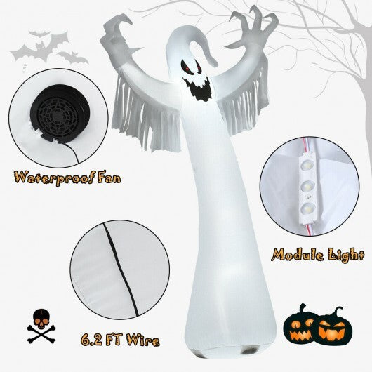 12 Feet Halloween Inflatable Spooky Ghost with Blower and LED Lights W2B