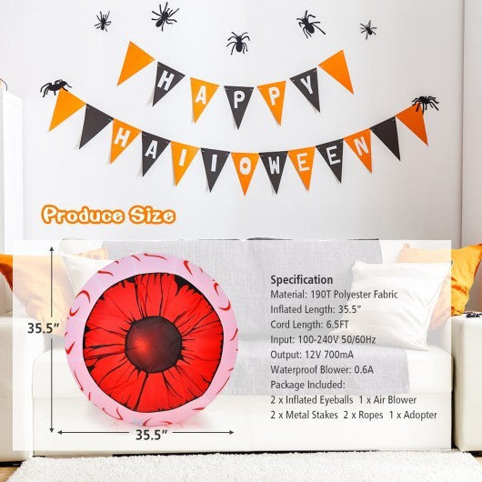 2 Pack 3 Feet Halloween Inflatable Eyeballs with Air Blower W2B