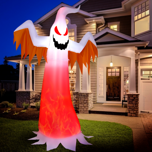 8 Feet Halloween Inflatable Ghost with Rotatable Flame LED Lights W2B