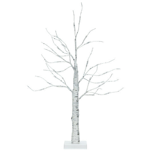 2 Feet Pre-lit White Twig Birch Tree Battery Powered for Christmas Holiday - Color: White - Size: 2 ft W2B