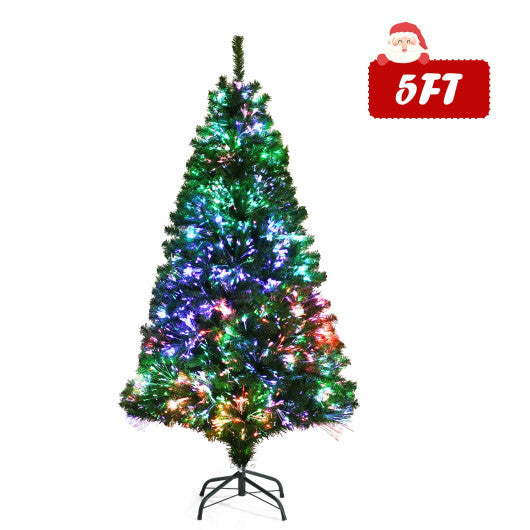 Pre-lit Multi-Colored Fiber Optic Spruce Artificial Christmas Tree-7 ft