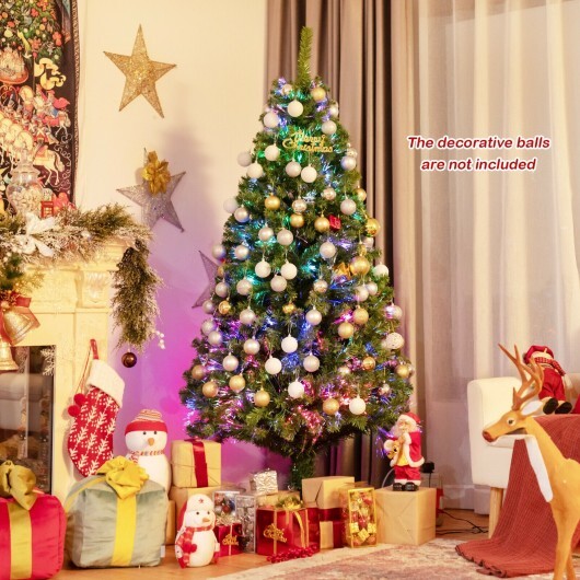 6 Feet Pre-lit Fiber Optic Artificial Christmas Tree with 617 Branch Tips W2B