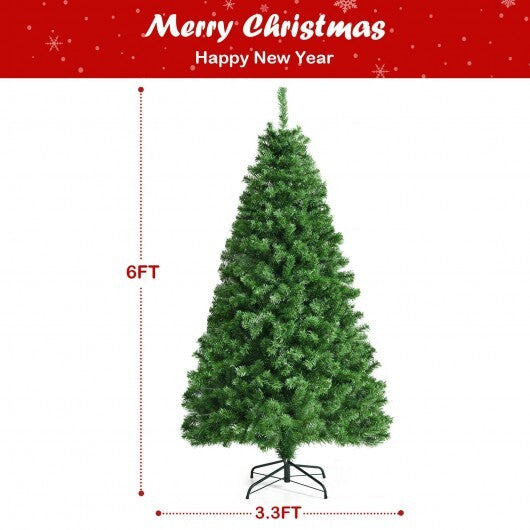6 Feet Pre-lit Fiber Optic Artificial Christmas Tree with 617 Branch Tips W2B