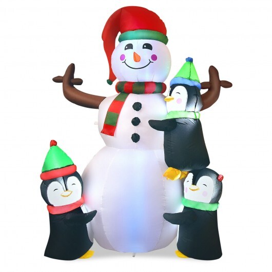 6 Feet Christmas Quick Inflatable Snowman with Penguins W2B