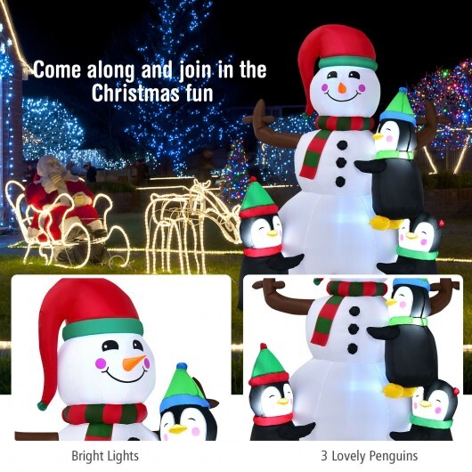6 Feet Christmas Quick Inflatable Snowman with Penguins W2B