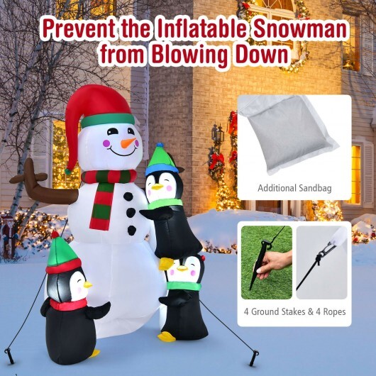 6 Feet Christmas Quick Inflatable Snowman with Penguins W2B