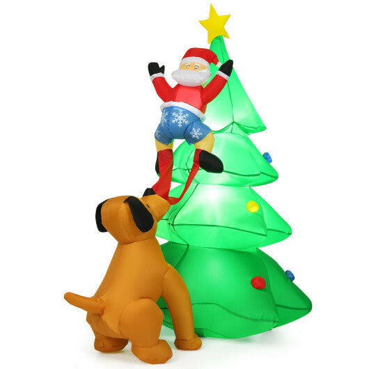 6.5 Feet Outdoor Inflatable Christmas Tree Santa Decor with LED Lights W2B