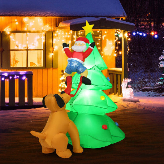6.5 Feet Outdoor Inflatable Christmas Tree Santa Decor with LED Lights W2B