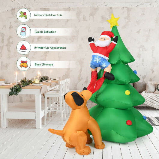 6.5 Feet Outdoor Inflatable Christmas Tree Santa Decor with LED Lights W2B