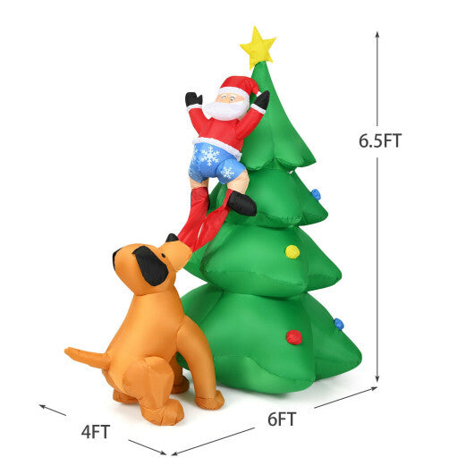 6.5 Feet Outdoor Inflatable Christmas Tree Santa Decor with LED Lights W2B