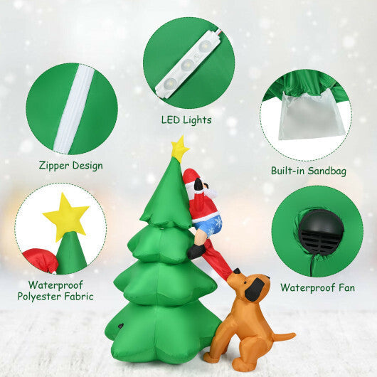 6.5 Feet Outdoor Inflatable Christmas Tree Santa Decor with LED Lights W2B