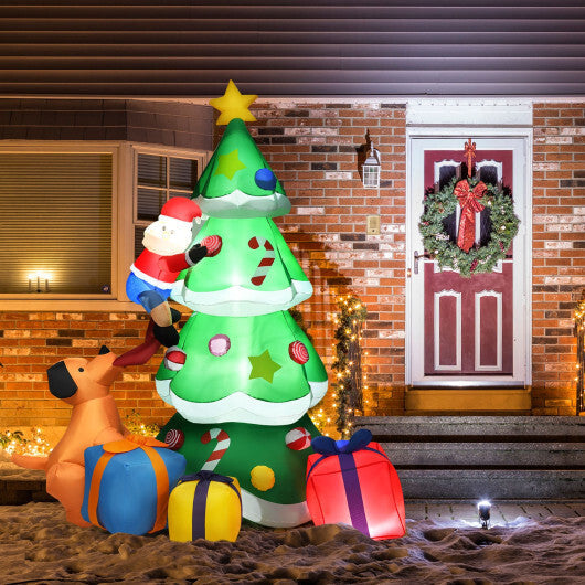 7 Feet Inflatable Christmas Tree Santa Decor with LED Lights - Color: Green - Size: 7 ft W2B