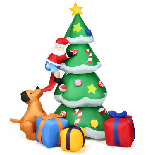 7 Feet Inflatable Christmas Tree Santa Decor with LED Lights - Color: Green - Size: 7 ft W2B