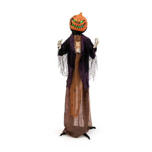 5.6 Feet Halloween Animated Standing Pumpkin Scarecrow W2B