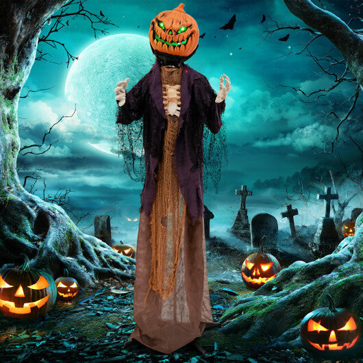 5.6 Feet Halloween Animated Standing Pumpkin Scarecrow W2B