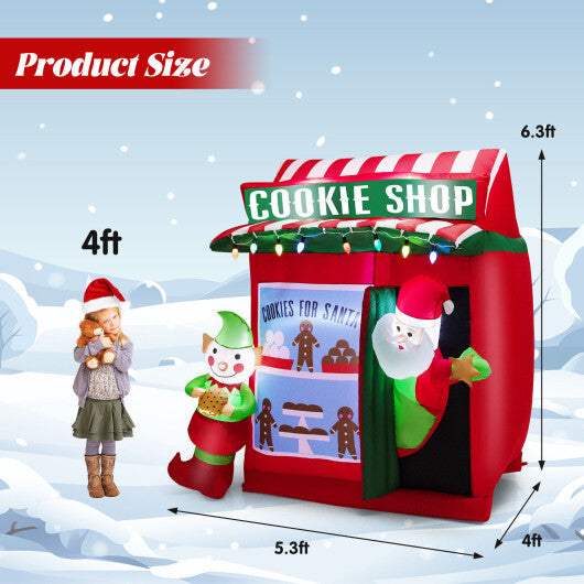 6.3 Feet Inflatable Gingerbread Cookie Shop with Santa Claus W2B