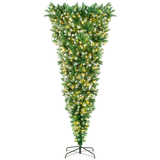 7.5 Feet Pre-Lit Snowy Upside Down Christmas Tree 1100 Tips W2B