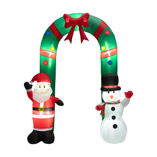 8 Feet Christmas Inflatable Archway with Santa Claus and Snowman W2B