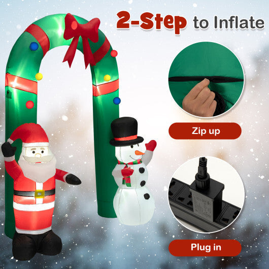 8 Feet Christmas Inflatable Archway with Santa Claus and Snowman W2B
