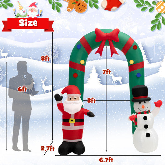 8 Feet Christmas Inflatable Archway with Santa Claus and Snowman W2B