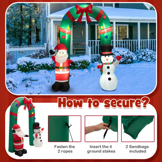 8 Feet Christmas Inflatable Archway with Santa Claus and Snowman W2B